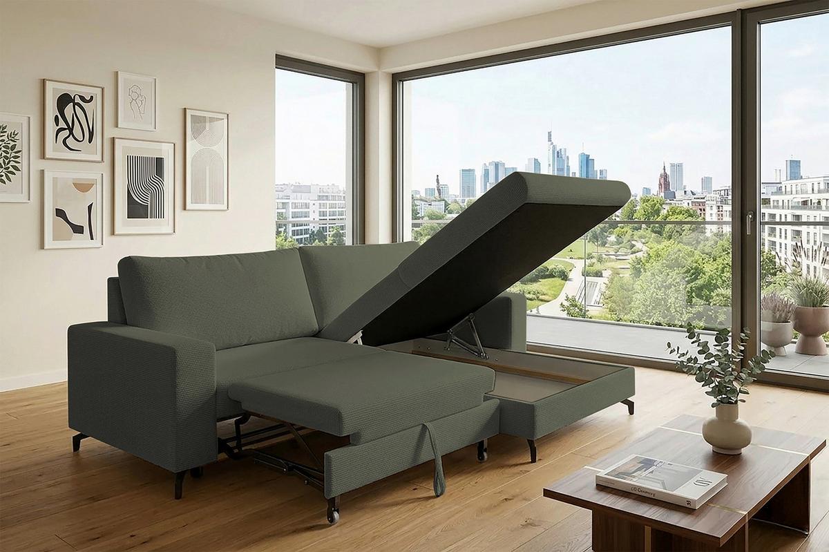 Ecksofa Clara Hellgrün B: 240 Cm - Hellgrün, MODERN, Textil (240/87/177cm)