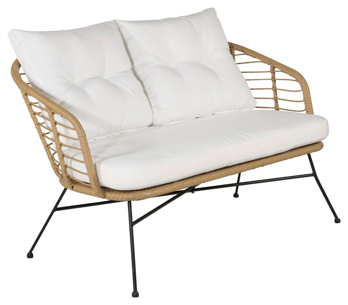 Loungegarnitur Viga - Beige/Schwarz, KONVENTIONELL, Glas/Kunststoff - Gardenson