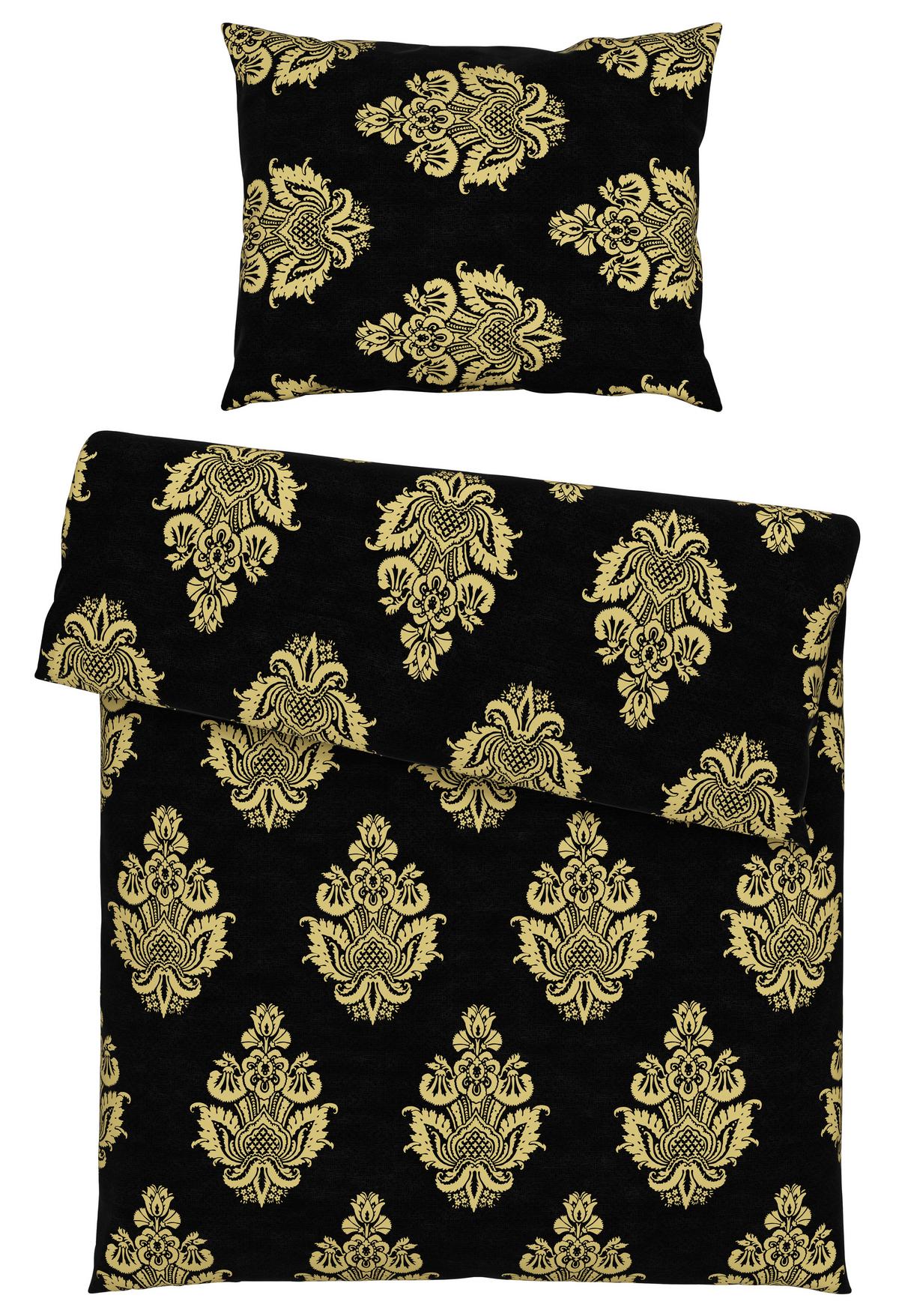 Ágyneműhuzat-garnitúra Japur - fekete/arany, Konventionell, textil (140/200cm) - Ondega