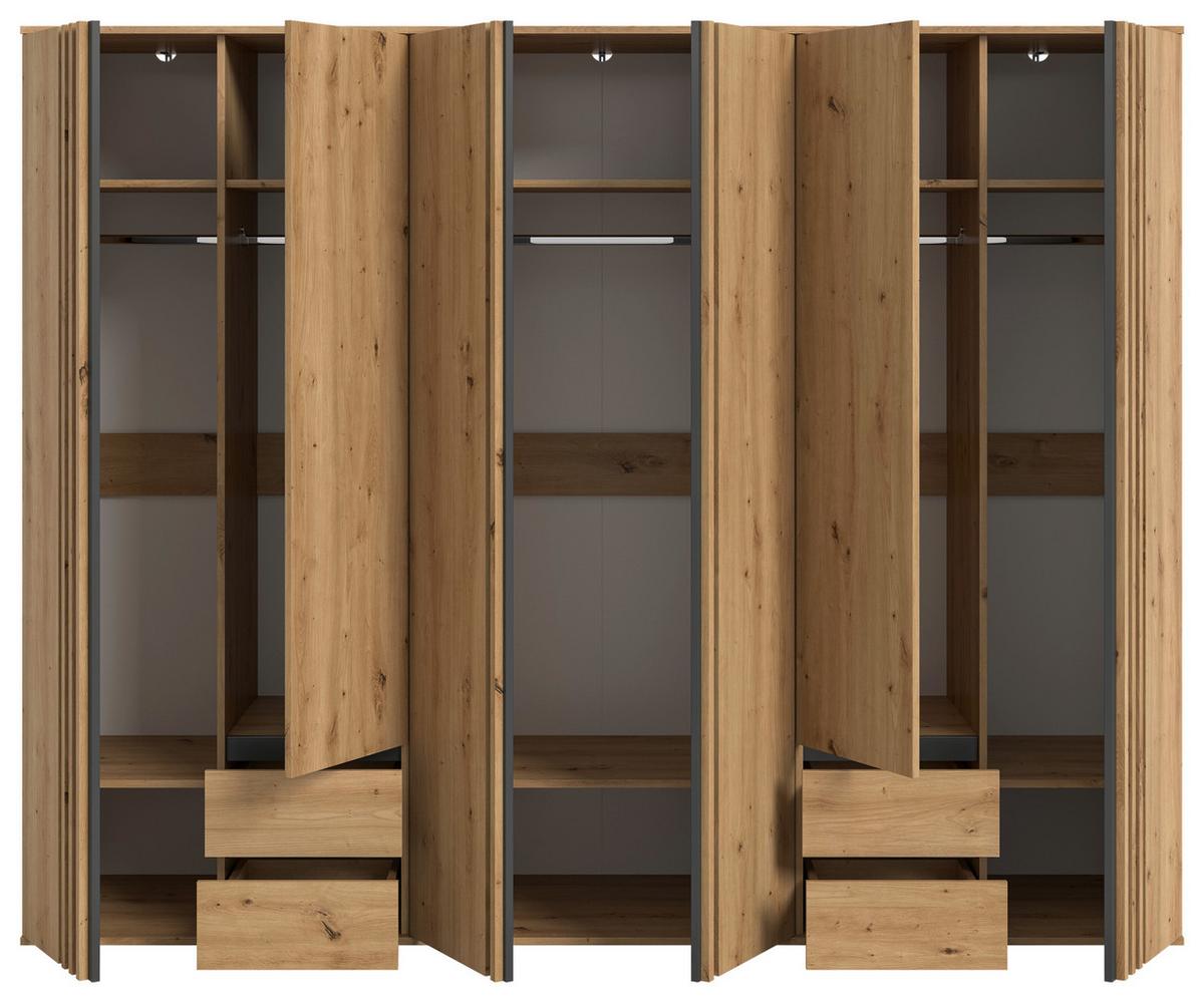 Drehtürenschrank Tofta Eiche Dekor/Anthrazit B: 240cm - Anthrazit/Eiche Artisan, ROMANTIK / LANDHAUS, Holzwerkstoff (240/192/56cm) - Livetastic