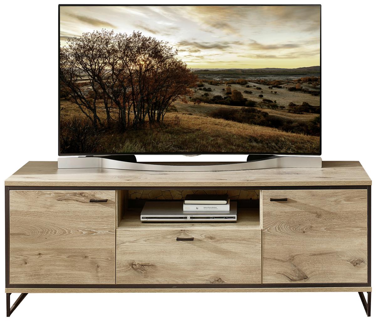 TV-Element Ruben - Eichefarben/Schwarz, KONVENTIONELL, Holzwerkstoff/Metall (160/61/49cm) - Livetastic