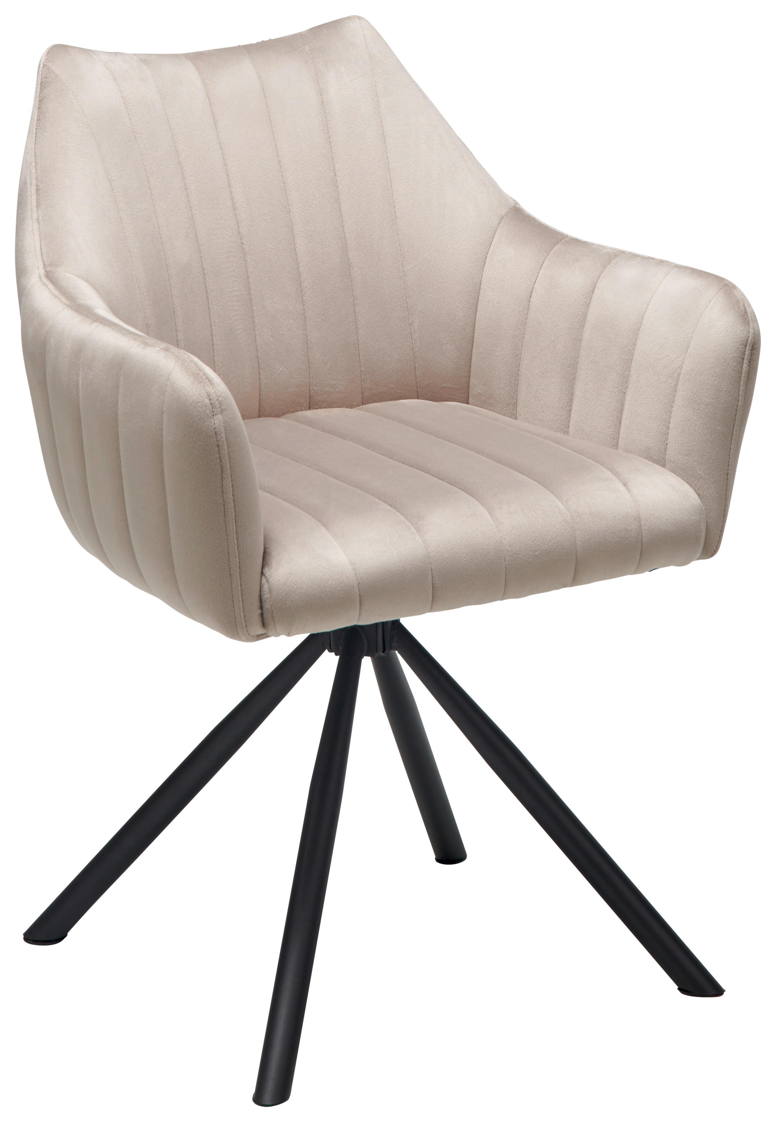 Armlehnstuhl Leila Braun/Schwarz Gepolstert - Beige/Schwarz, LIFESTYLE, Textil/Metall (60/83/59cm) - MID.YOU