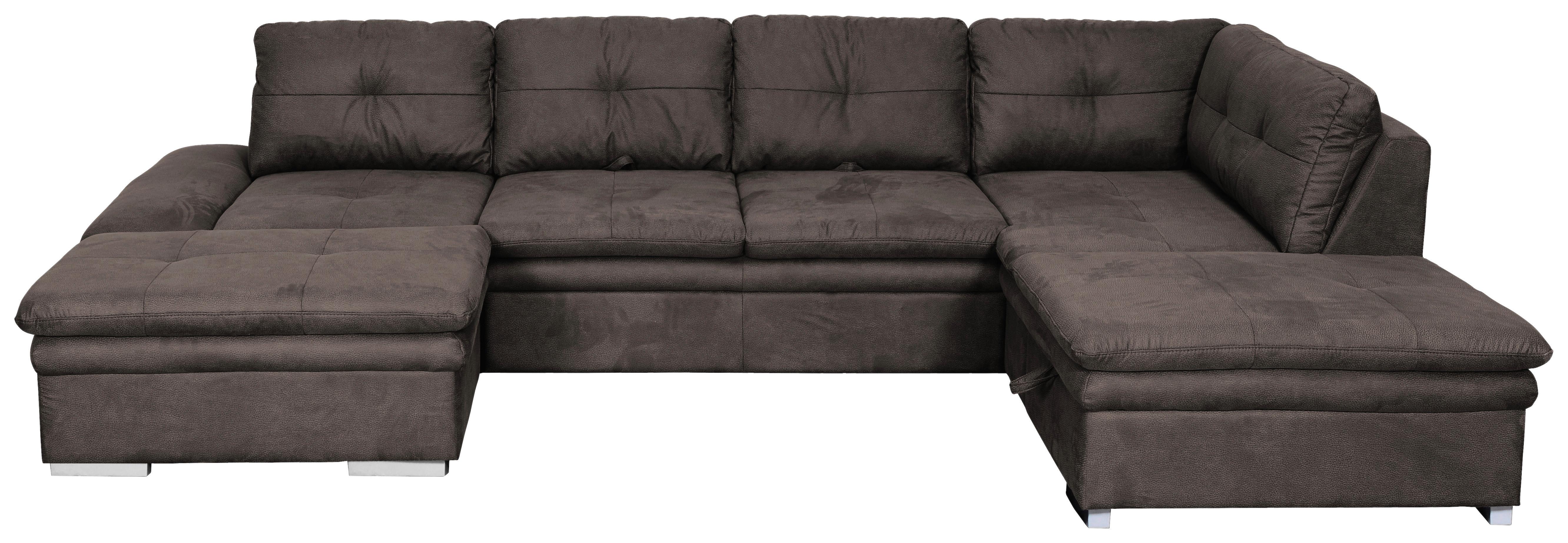 Wohnlandschaft Hit Mit Schlaffunktion und Bettkasten - Silberfarben/Braun, KONVENTIONELL, Textil (176/323/210cm) - Livetastic