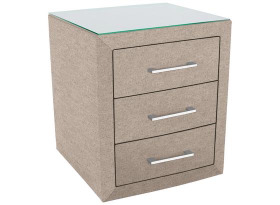 Nachtkästchen Thunder - Beige/Schwarz, KONVENTIONELL, Glas/Textil (56/61/40,5cm) Nachtkästchen Thunder - Beige/Schwarz, KONVENTIONELL, Glas/Textil (56/61/40,5cm)