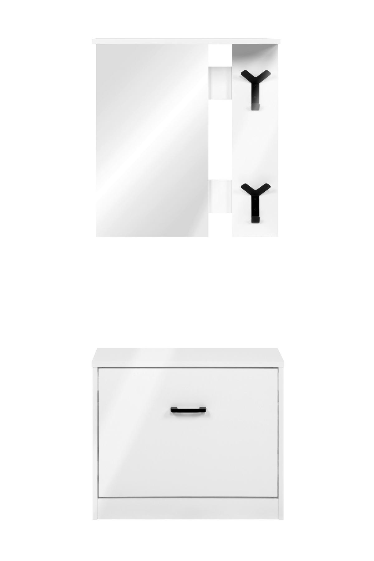 Garderobe Limone Weiß B: 56cm - Weiß, Design, Glas/Holzwerkstoff (56/180/24,5cm)