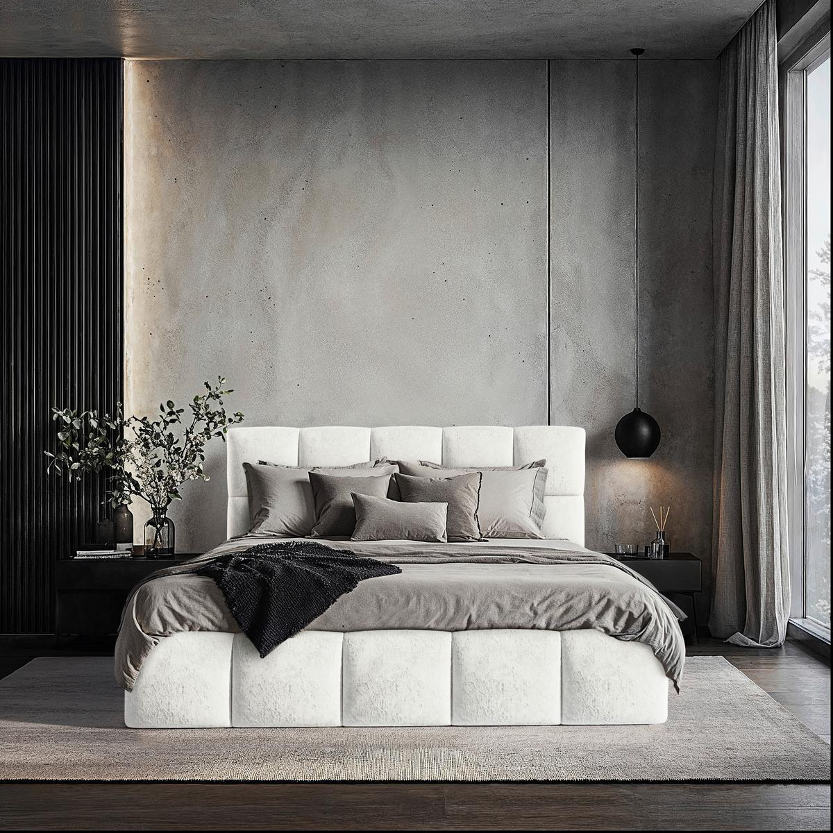 Polsterbett Cherry Microfaser Velours, Weiß, Lf: 140x200 Cm - Schwarz/Weiß, MODERN, Holz/Holzwerkstoff (140/200cm) - MID.YOU