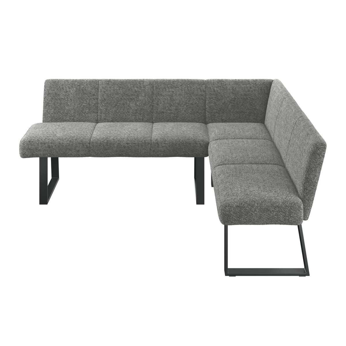 Eckbank Grau Eisen/polyester Leinenoptik Terri 190x150 Cm - Schwarz/Grau, MODERN, Textil/Metall (190/150cm) - MID.YOU