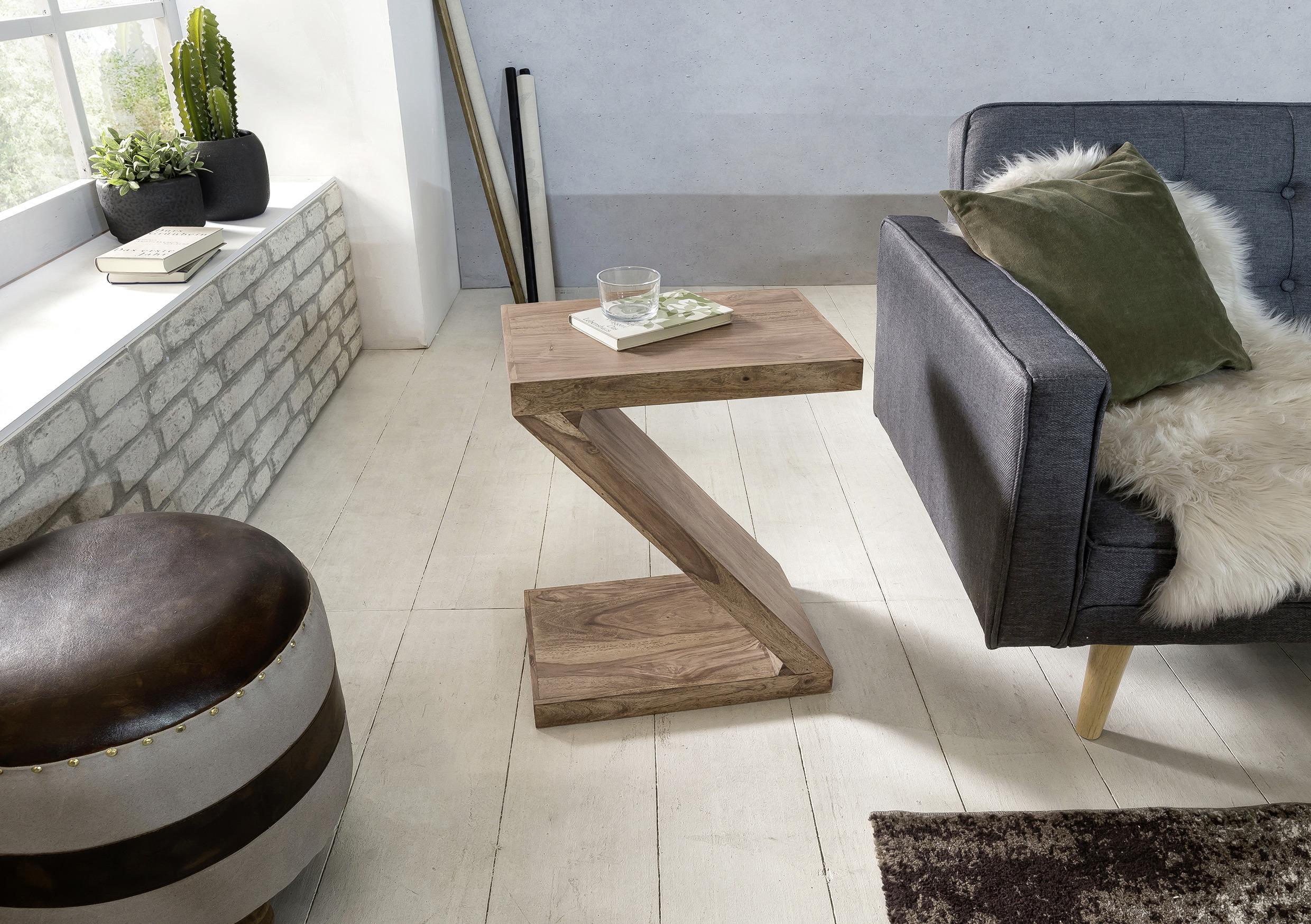 Beistelltisch Holz Z-Förmig Mumbai, Akazie - Akaziefarben, Design, Holz (44/30/59cm) - MID.YOU