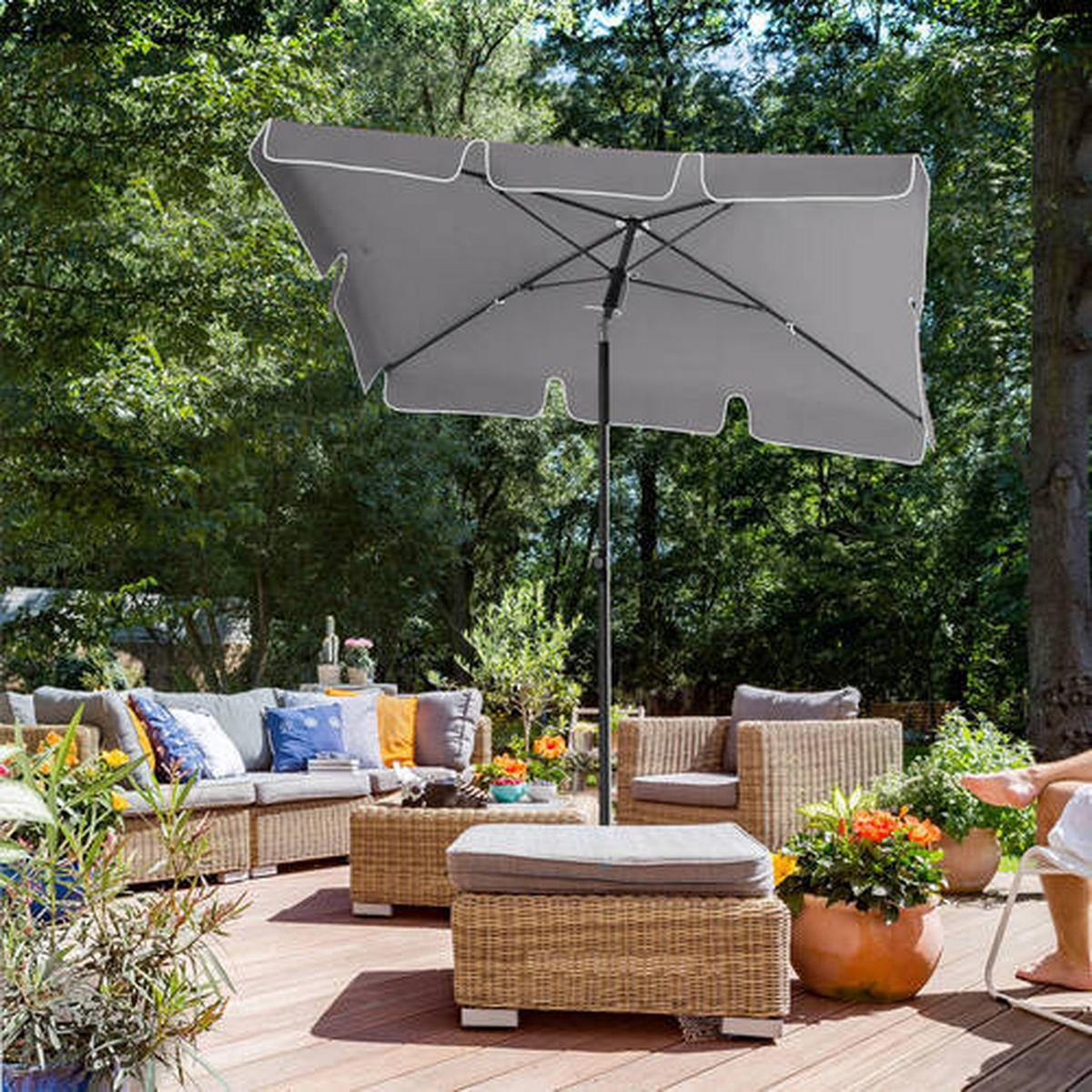 Sonnenschirm Grau Schwarz Bxl: 200x125 Cm - Schwarz/Grau, Basics, Textil/Metall (200/125cm) - Modante