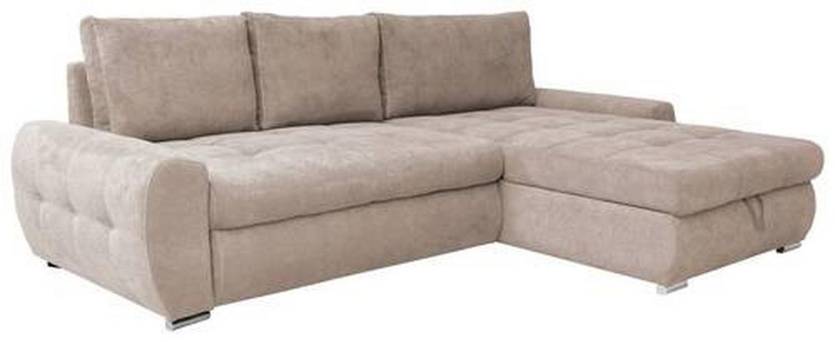 Ecksofa Mit Schlaffunktion Solar Beige 277x175 Cm - Chromfarben/Beige, Design, Textil (277/175cm) - Livetastic