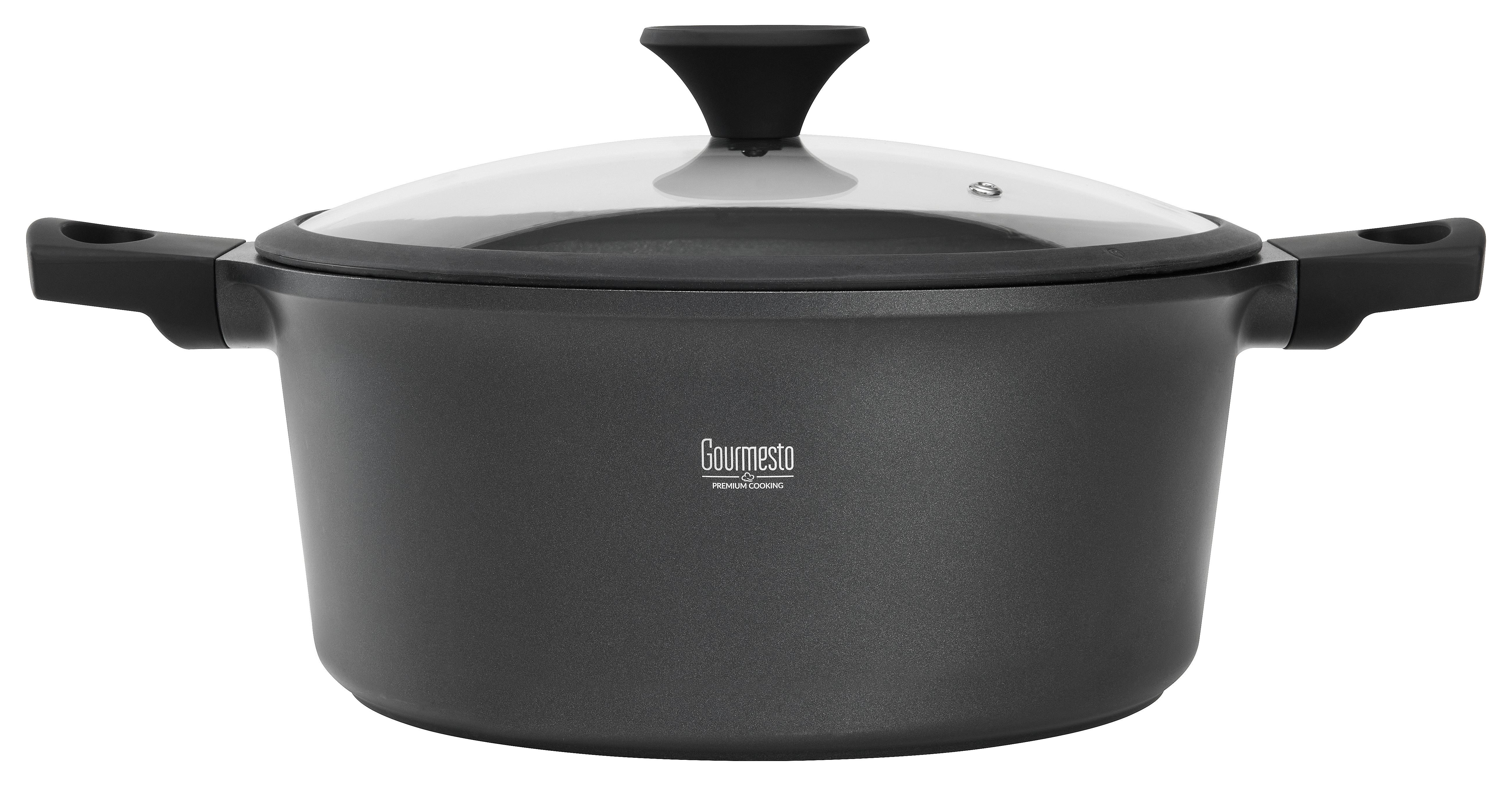 Hrnec s poklicí Black Line, 6,8l - černá/čiré, Konvenční, kov/plast (28/12,8cm) - Gourmesto