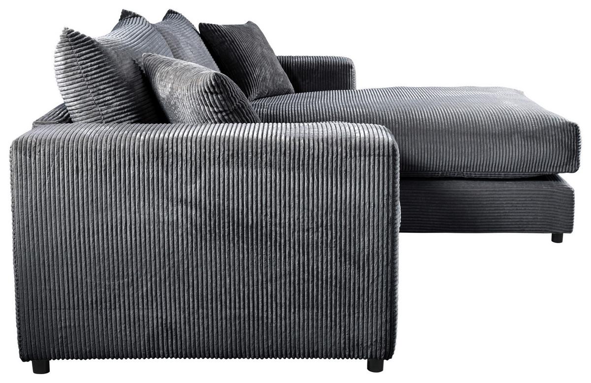 Ecksofa Funny S Rechts Dunkelgrau S: 265x180 cm - Dunkelgrau/Schwarz, Basics, Textil (265/180cm) - Livetastic