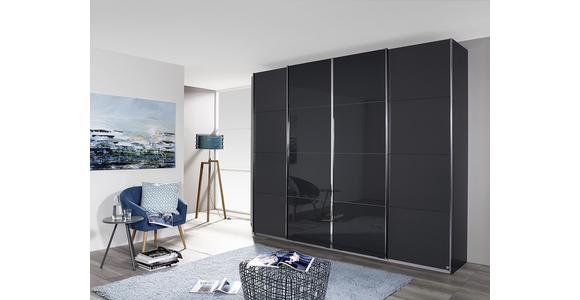 Schwebetürenschrank Glasfront 280 cm Bensheim, Hellgrau/Weiß - Eichefarben/Graphitfarben, MODERN, Holzwerkstoff (316/230/62cm) - James Wood