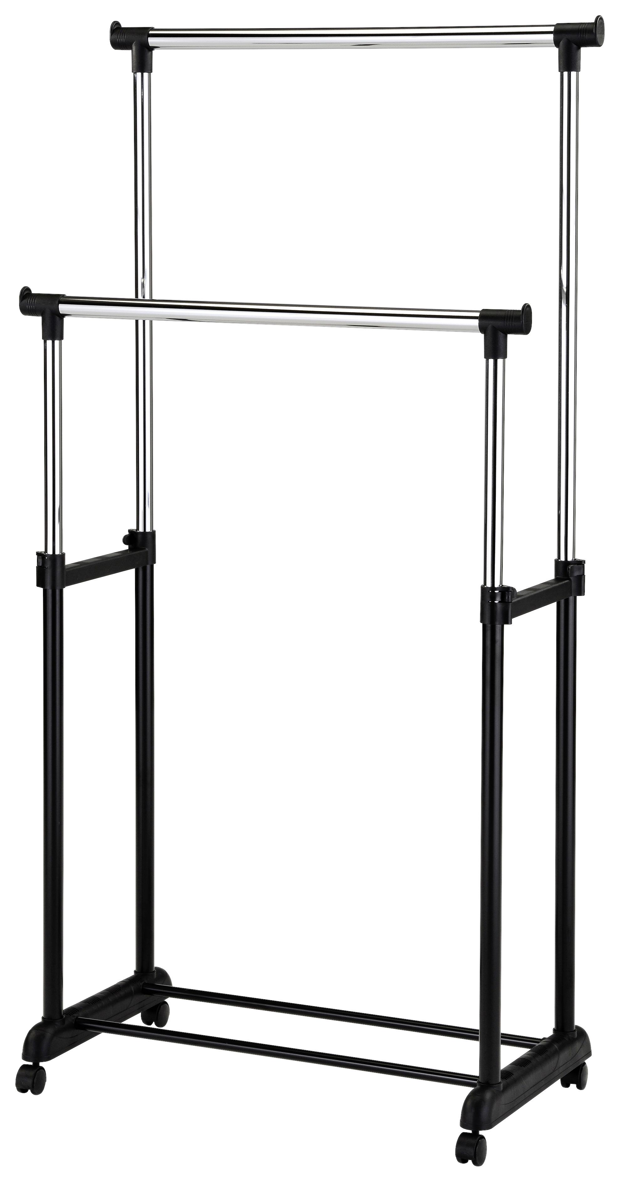 Kleiderwagen 84x94x44 cm höhenverstellbar - Chromfarben/Schwarz, MODERN, Kunststoff/Metall (84/94-168/44cm)