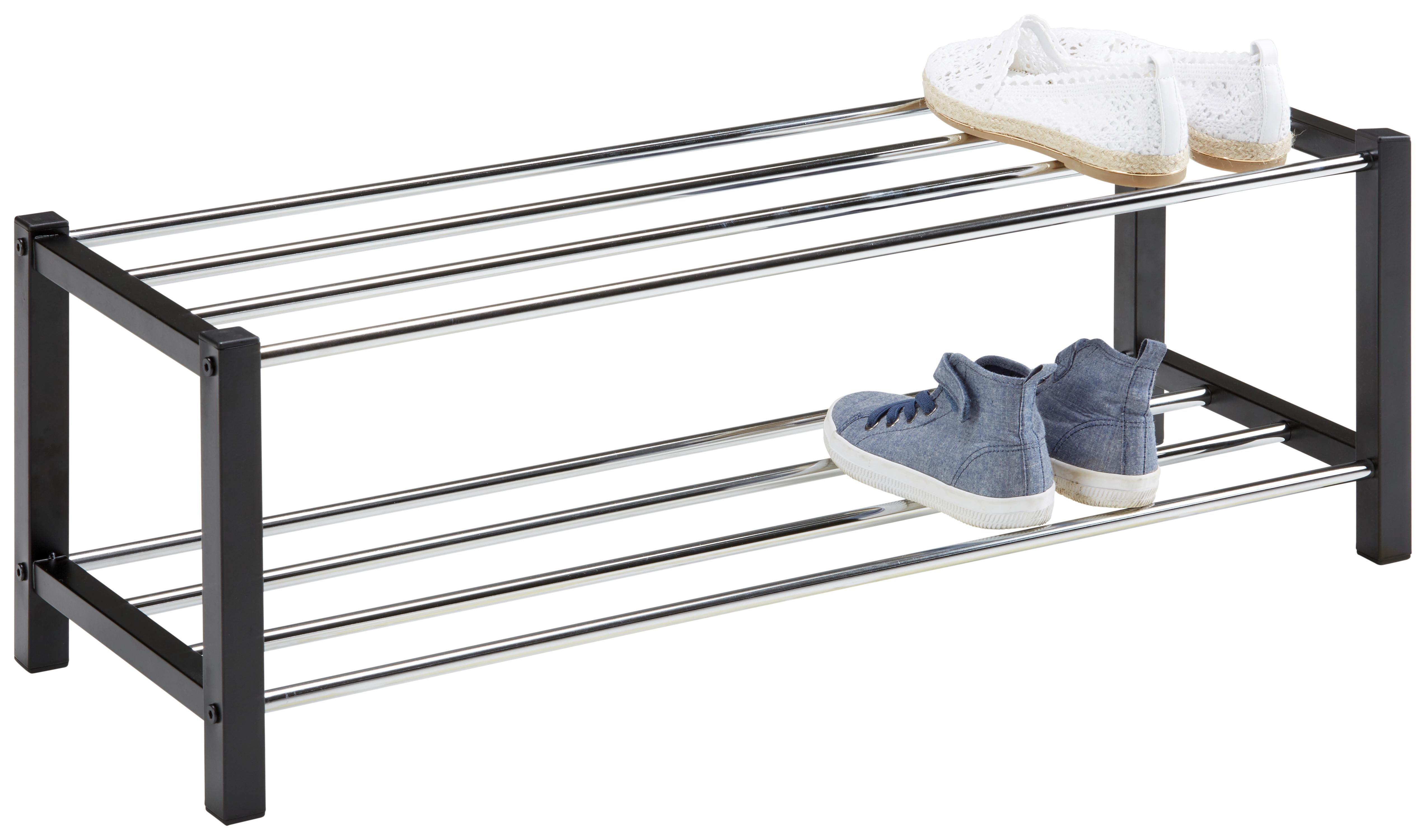 Regál na boty černa/chróm - černá/barvy chromu, Konvenční, kov (80/27/28,5cm) - Based