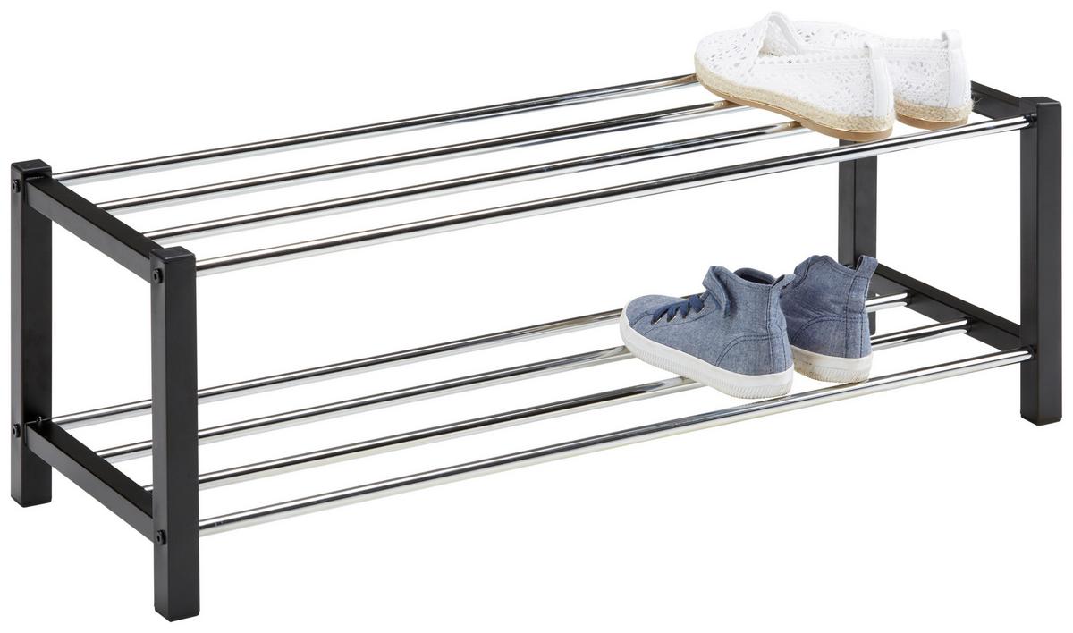 Regál na topánky čierna/chrómová - čierna/chrómová, Konventionell, kov (80/27/28,5cm) - Based
