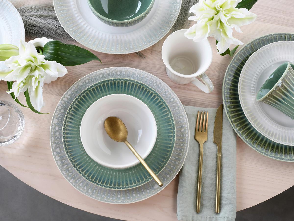 Kombiservice Celadon Mix Steinzeug, 4 Pers., 16-Teilig - Salbeigrün/Perlmutt, Basics, Keramik - Creatable