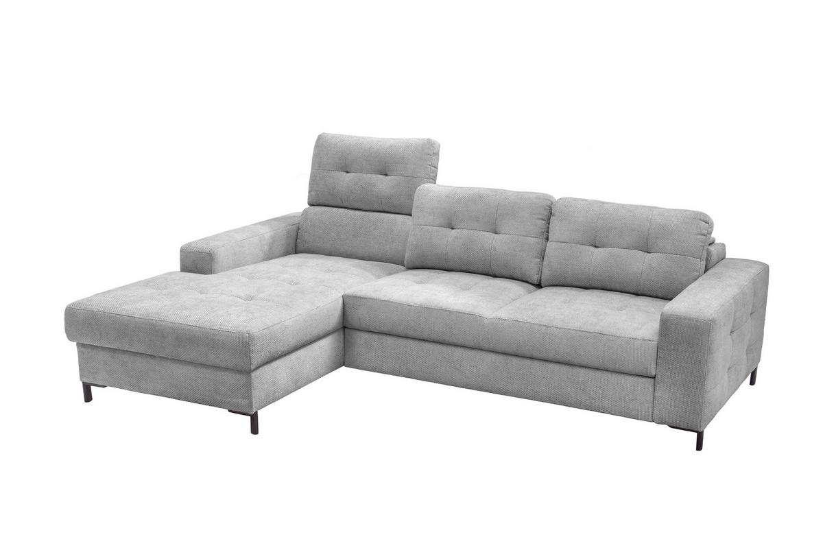 Ecksofa Bonito, Hellgrau Schenkel: 176x255 cm - Hellgrau/Schwarz, Design, Textil (176/260cm) - Livetastic