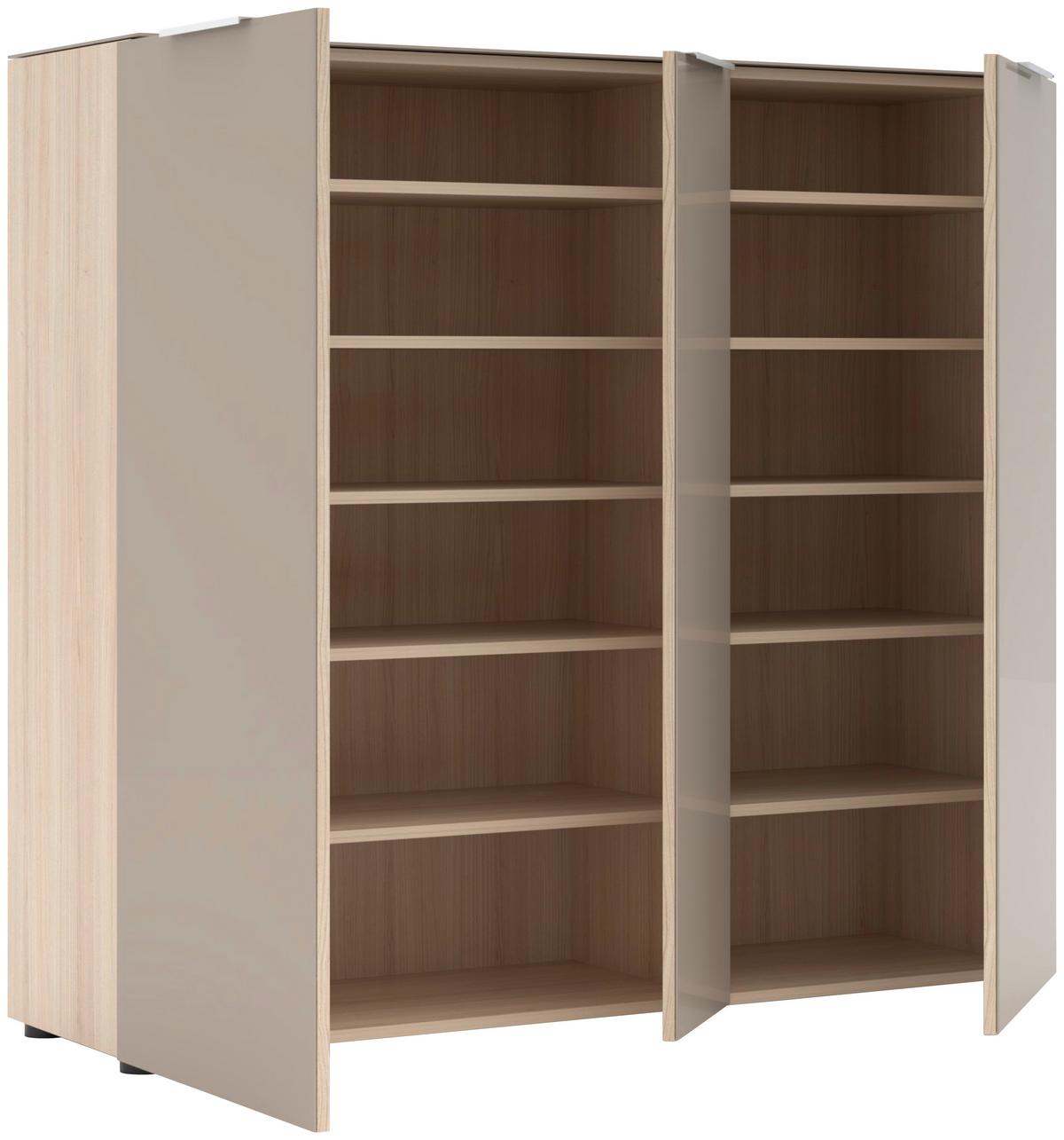 Cipősszekrény Siena 136/125cm - kasmírszínű/tölgyfa színű, Modern, faalapú anyag/üveg (136/125/41cm)