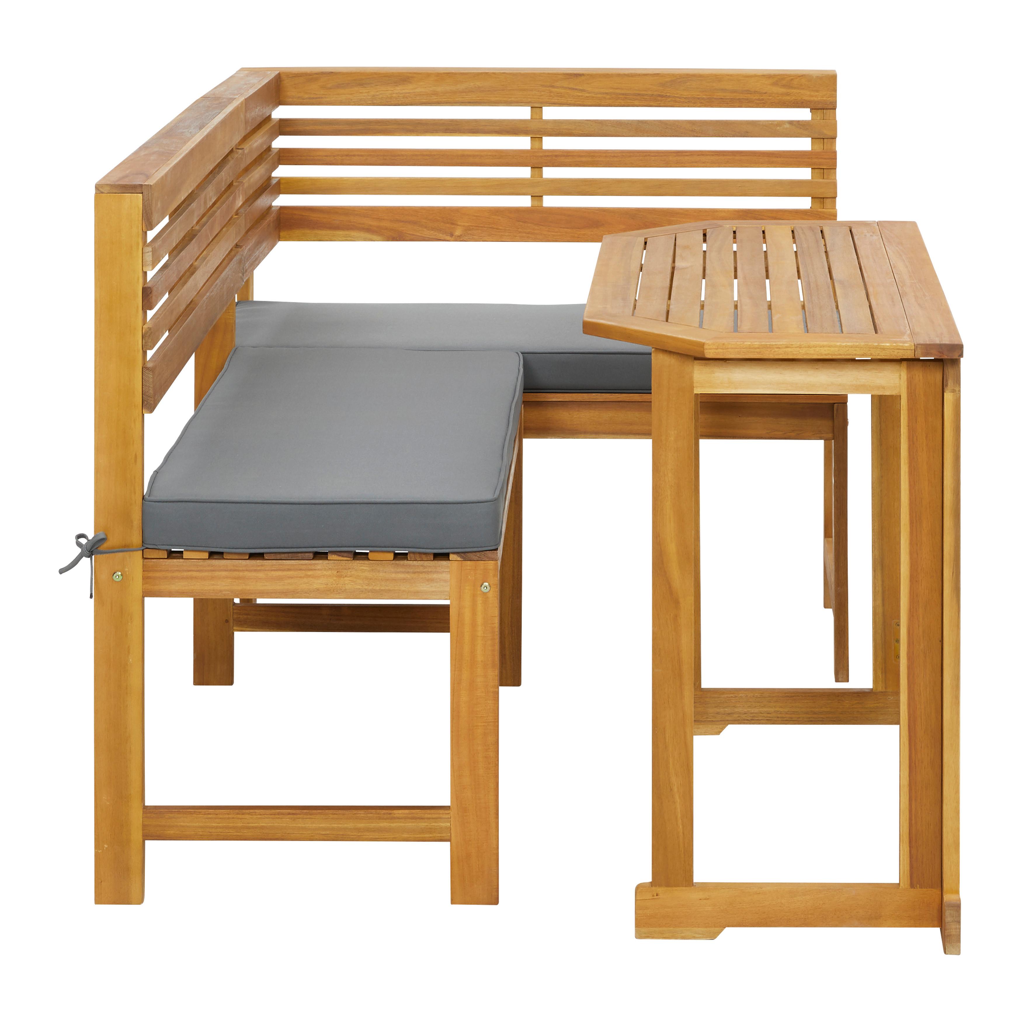 Sada Na Balkon Lia Z Masivu - šedá/barvy akácie, Moderní, dřevo/textil (100/100/75/91/46/50cm) - Bessagi Garden
