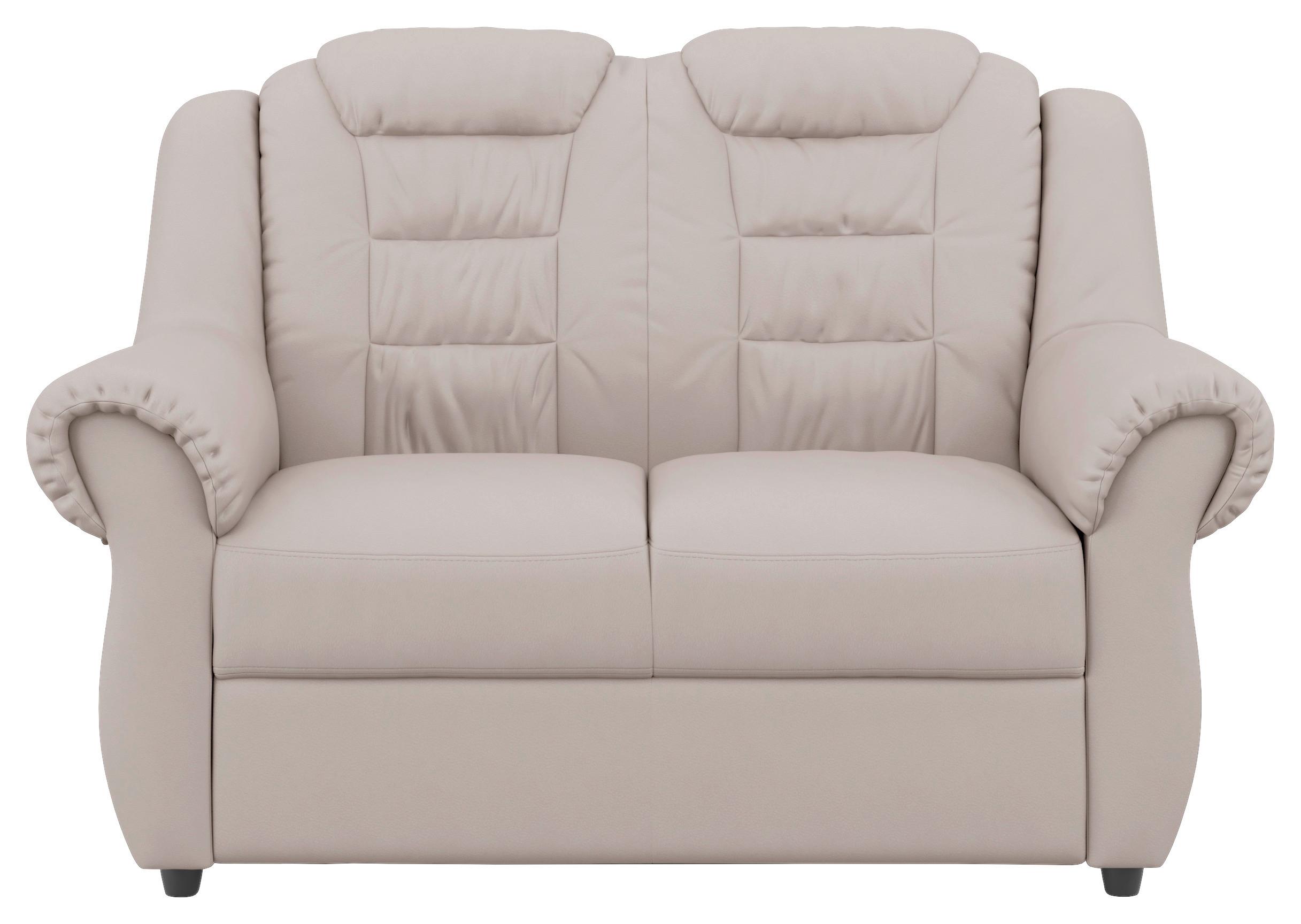 2-Sitzer-Sofa Boston Hellgrau Lederlook - Hellgrau/Schwarz, KONVENTIONELL, Textil (145/102/101cm) - Livetastic