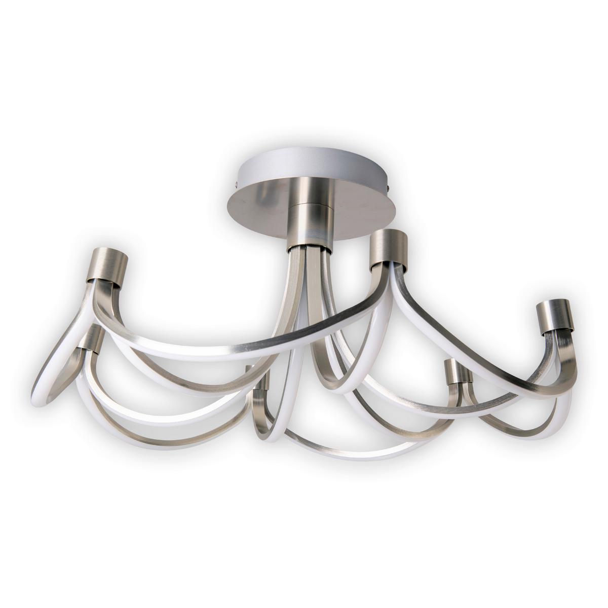 Led-deckenleuchte Ø 60 Cm, 3-Fach Dimmbar - Silberfarben/Weiß, Design, Kunststoff/Metall (60cm) - Näve