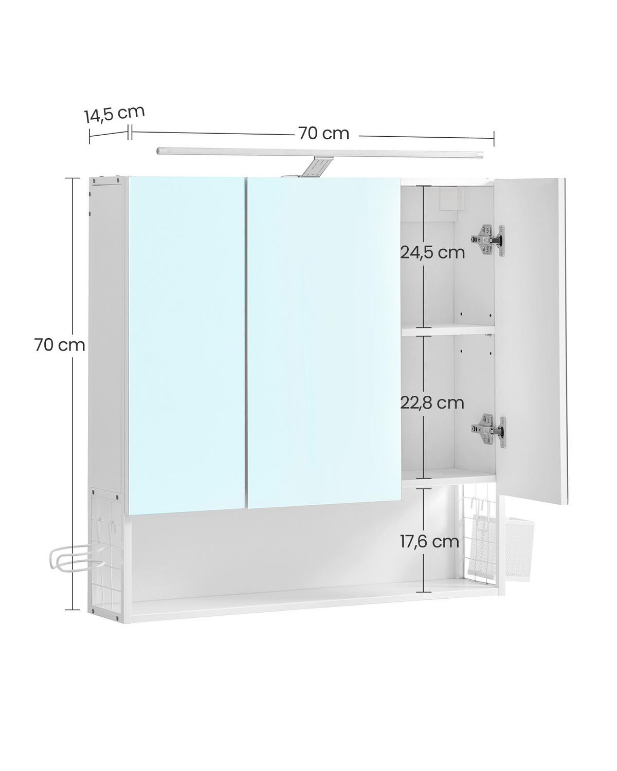 Spiegelschrank Bbk124w14 - Trend, Glas/Holzwerkstoff (70/70/14.5cm) - MID.YOU