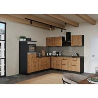 Eckküche Liverpool Graphit/ Eiche Dekor S: 240x240 cm - Schieferfarben/Eiche Wotan, Basics, Holzwerkstoff (240/240cm) - Held