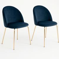 Stuhl-Set Geneve Blau B: 51 cm - Blau/Messingfarben, MODERN, Textil/Metall (51/78/56cm) - MID.YOU