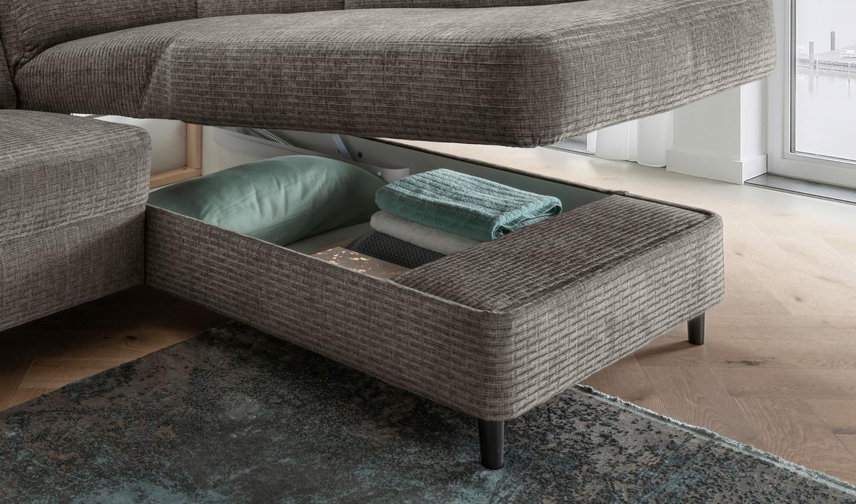 Ecksofa Cavoli Graubraun S: 279x176 cm - Graubraun/Schwarz, MODERN, Textil (279/176cm) - Livetastic