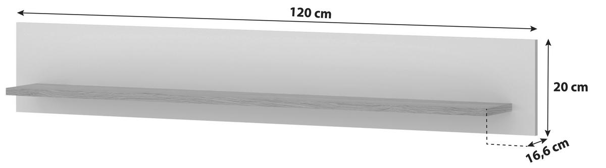 Wandboard Valencia B: 120 Cm Artisan Eiche Dekor - MODERN, Holzwerkstoff (120/20/16,6cm)