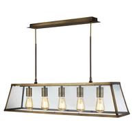 Hängeleuchte Voyager 4614-5ab - Messingfarben, Design, Glas/Metall (90/20/100cm)