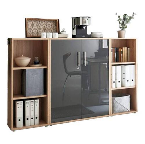 Office Edition B:173cm Sonoma Eiche/Anthrazit - Anthrazit Hochglanz/Sonoma Eiche, MODERN, Holzwerkstoff (173/114/33cm) - MID.YOU