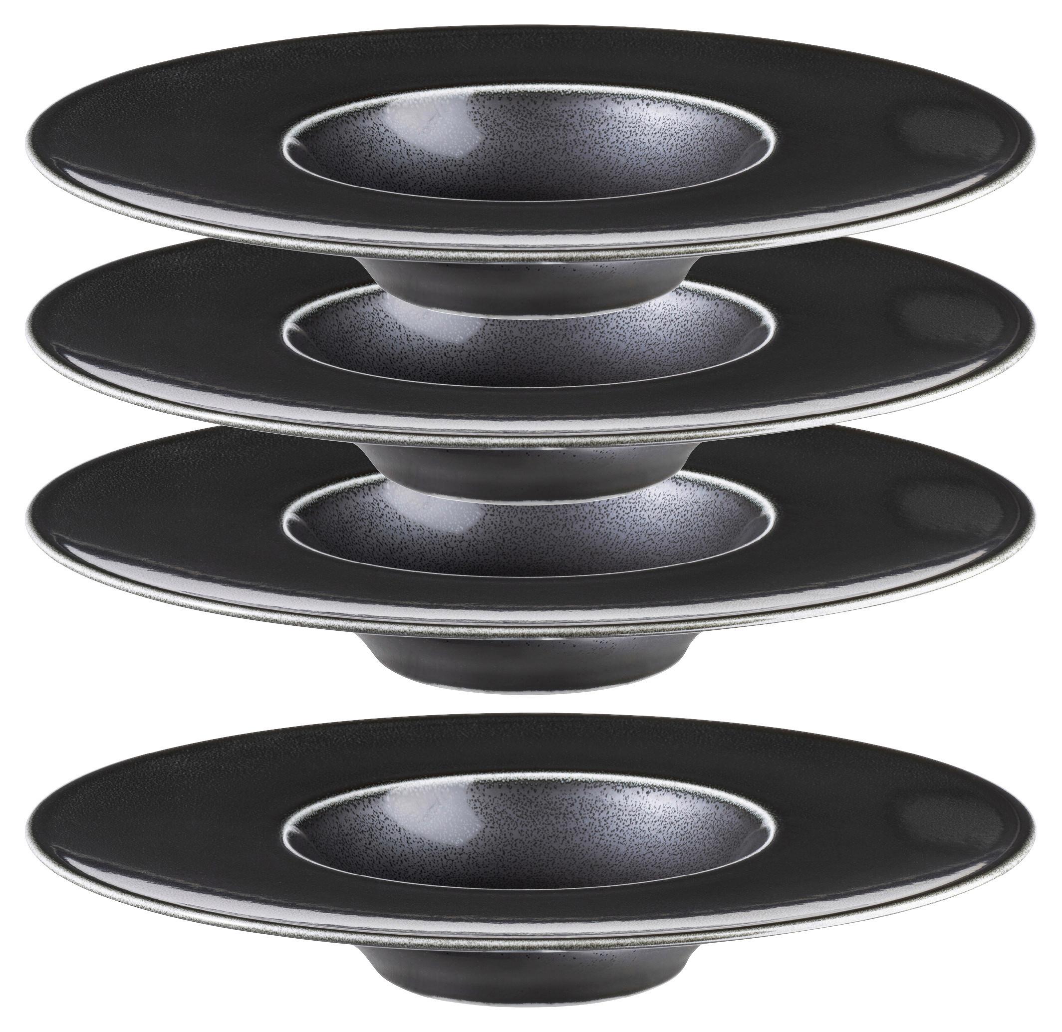 Tellerset Angry Schwarz, 4-Teilig - Schwarz, Trend, Keramik (25cm) - Mäser