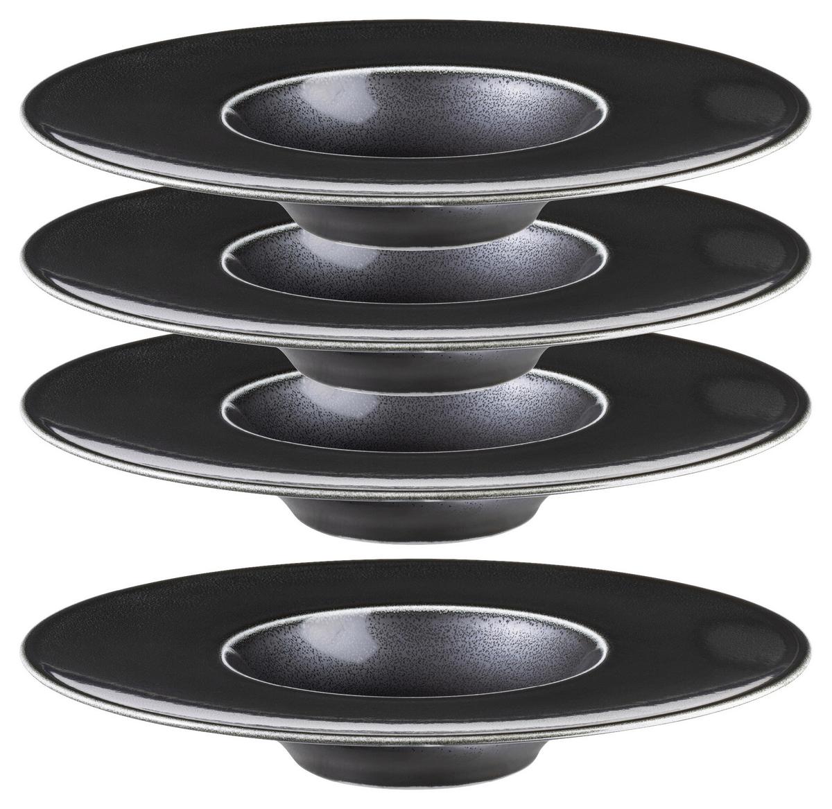 Tellerset Angry Schwarz, 4-Teilig - Schwarz, Trend, Keramik (25cm) - Mäser