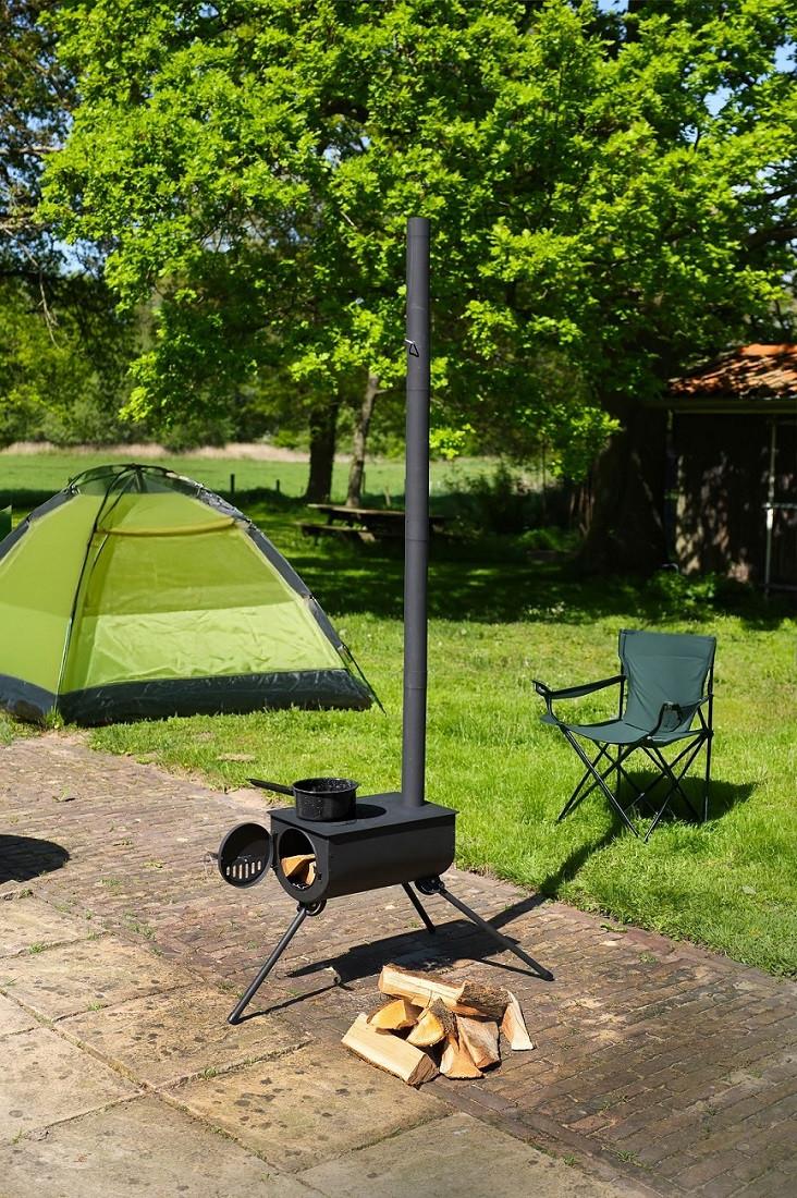 HÜTTENOFEN METALL OUTDOOR OFEN FF654 - Schwarz, LIFESTYLE, Metall (87/50/196cm)