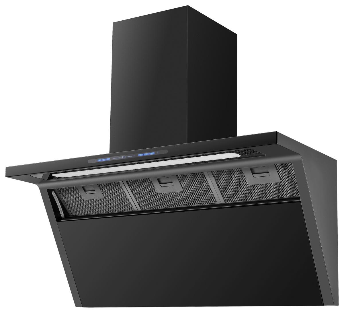 Dunstabzugshaube Ws55-90a+gcb - Schwarz, Basics, Glas/Metall (90/79,2-118,2/37cm) - PKM