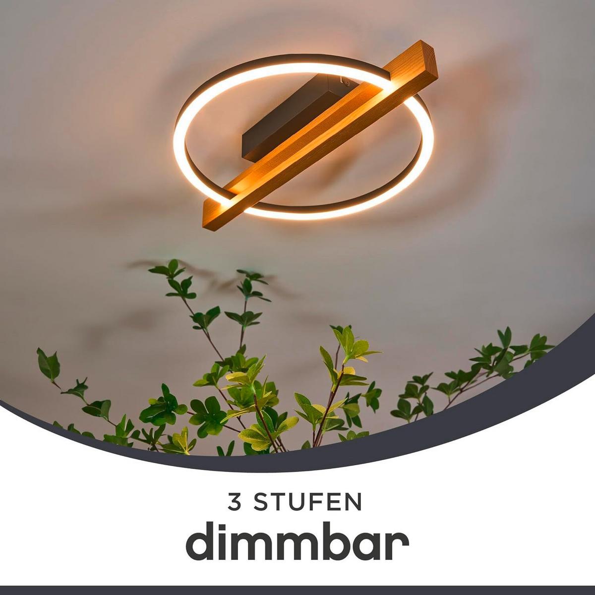 LED-Deckenleuchte Nero Schwarz L: 39 cm - Natur, Holz (39/30/7.5cm)