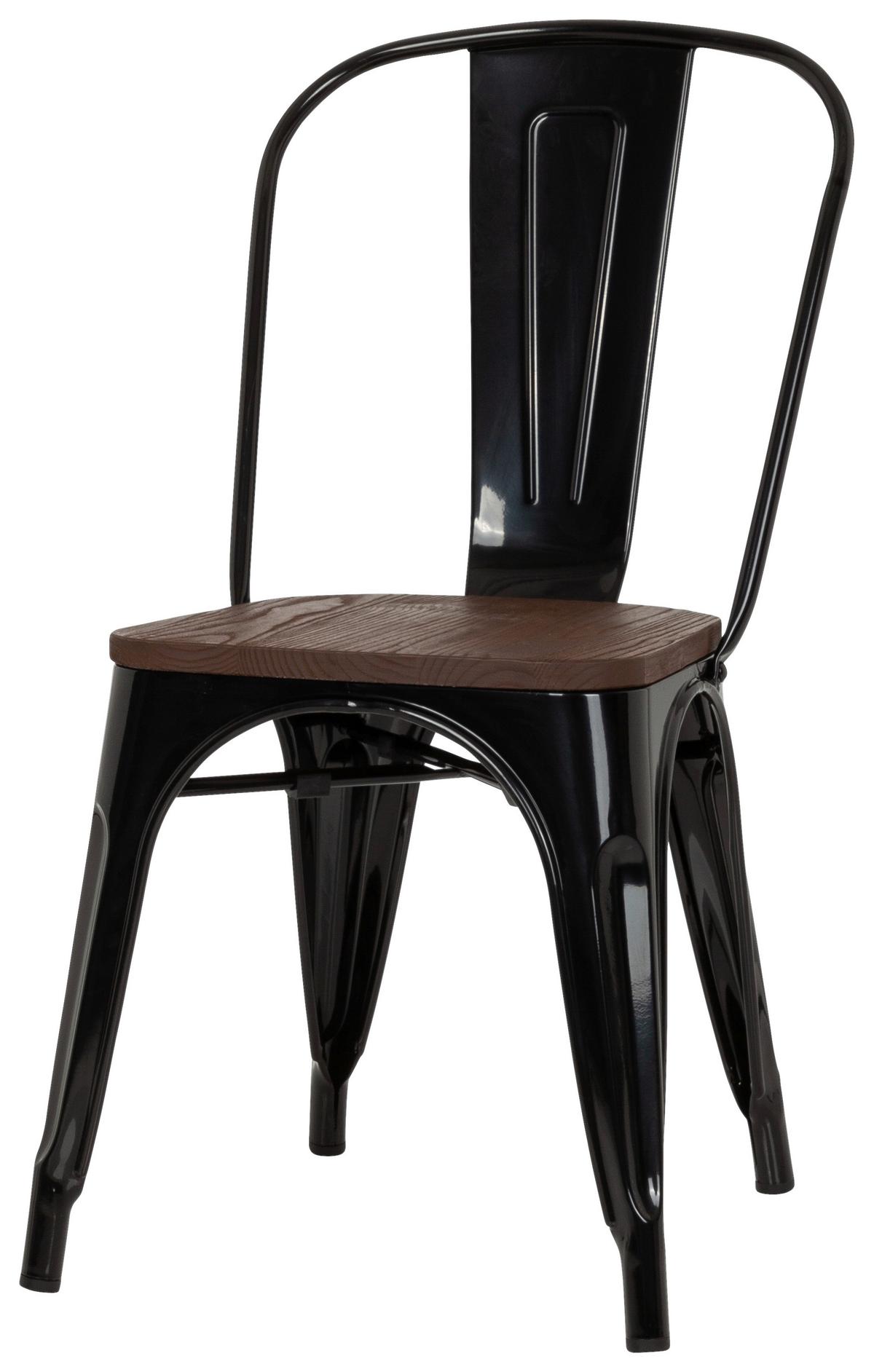 Stuhl Vantaggio Comfort W Stapelbar Schwarz/dunkelbraun - Dunkelbraun/Schwarz, Basics, Holz/Metall (44/84/54cm) - MID.YOU