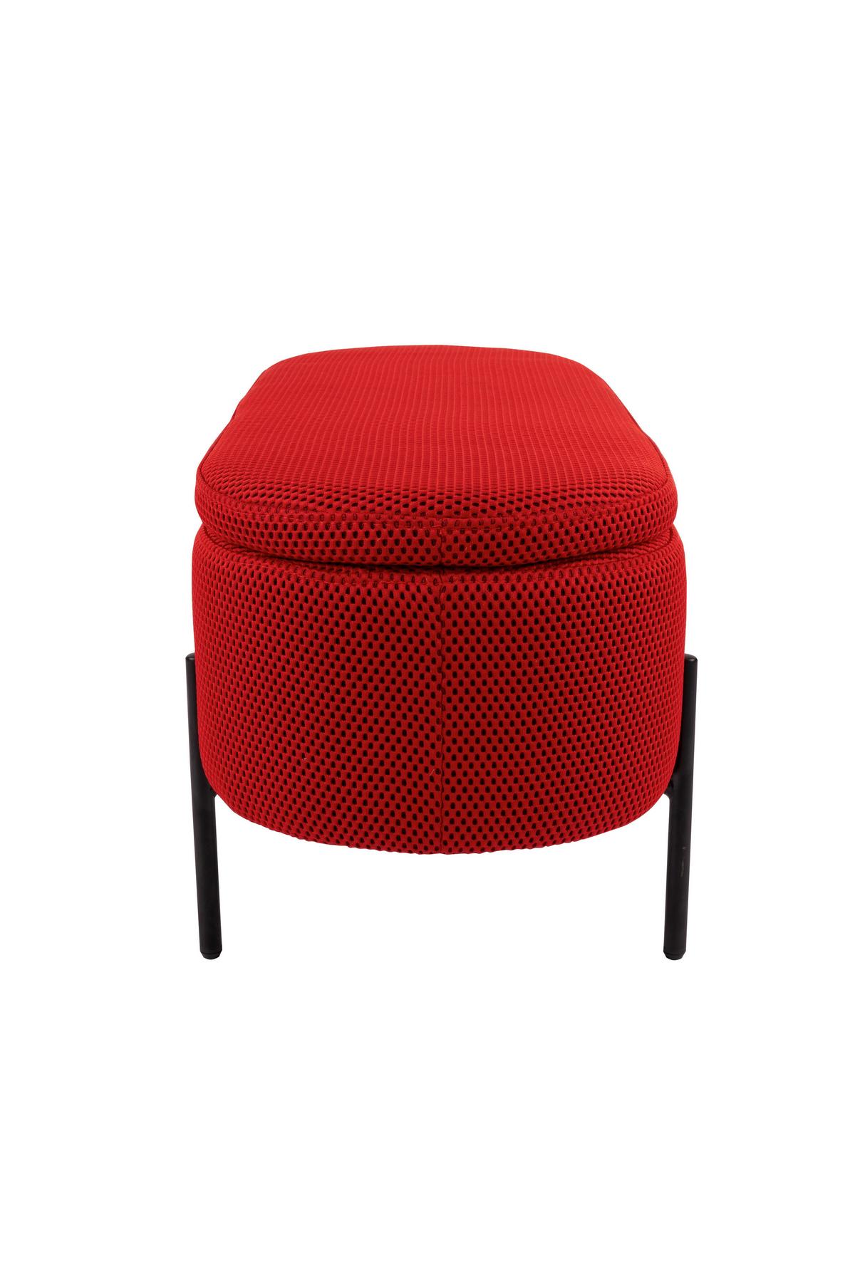 Hockerbank Carla Rot mit Stauraum L: 95 cm - Rot/Schwarz, Design, Textil/Metall (95/43/36cm)