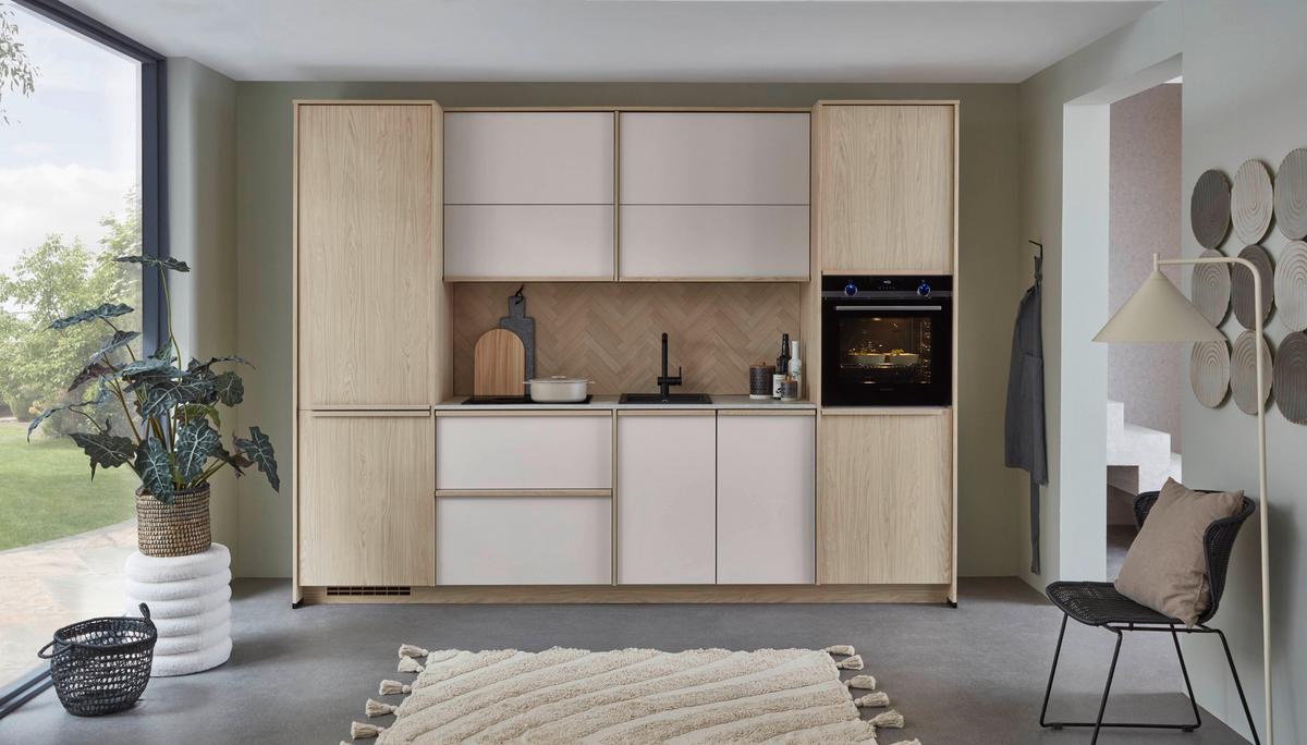 Küchenblock Sofia/Singapur - Sandfarben/Eichefarben, LIFESTYLE, Holzwerkstoff (296,4cm) - Vertico