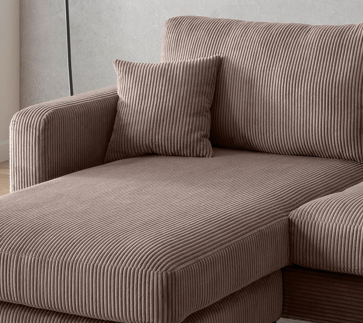 Ecksofa Eliza Graubraun S: 204x153 cm - Graubraun/Schwarz, Basics, Textil (204/153cm) - Livetastic