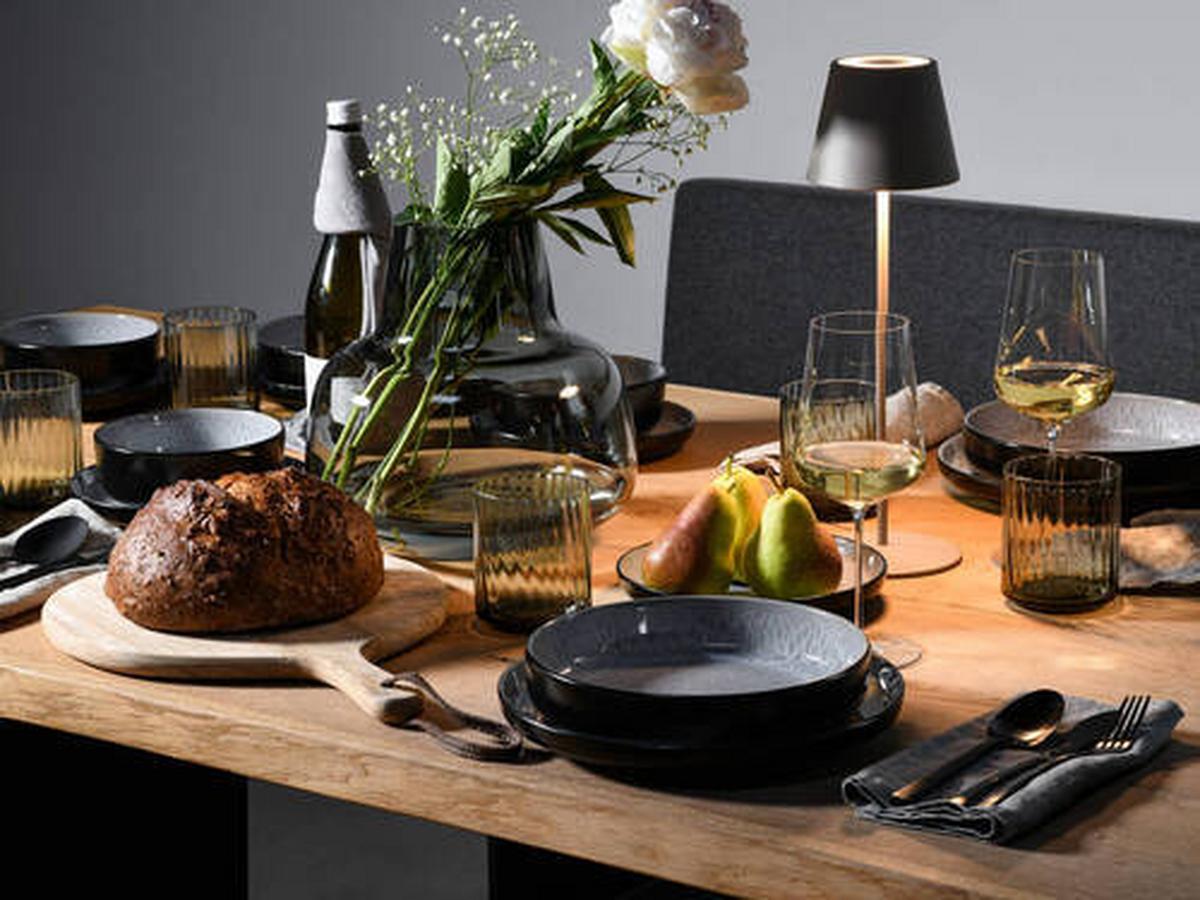 Jídelní souprava 12-dílná - světle šedá, Trend, keramika - Creatable