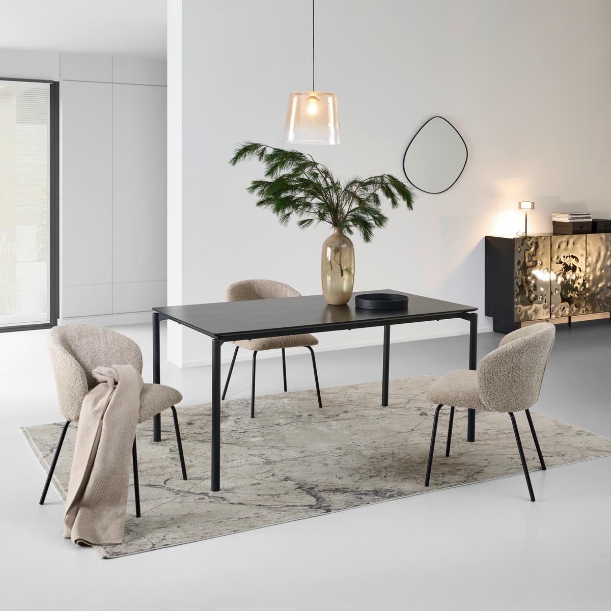 Esstisch Lean Mdf Schwarz, B: 160 Cm - Schwarz, KONVENTIONELL, Holzwerkstoff/Metall (160/90/76cm) - P & B