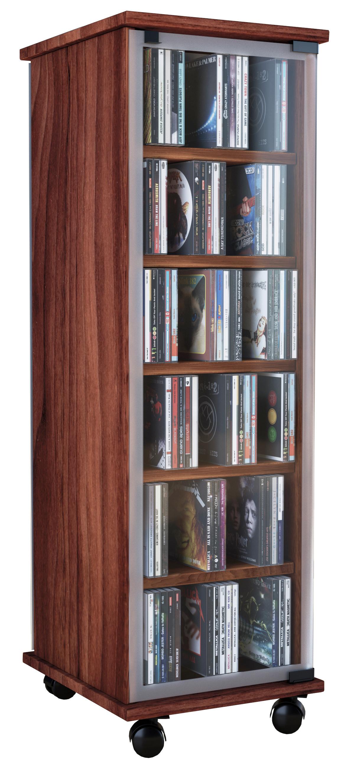 Cd Regal Mit Glastür Valenza 31 Cm Nuss Dekor