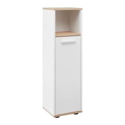 Midischrank Mit 1 Offenem Fach Yasmin B:30cm Weiß/Eiche Dekor - Eichefarben/Schwarz, Basics, Holzwerkstoff (30/102/28,3cm) - MID.YOU