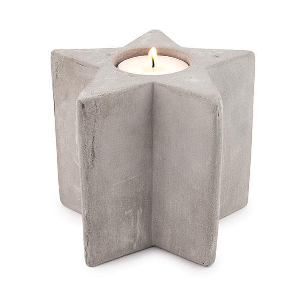 Svícen Na Čajovou Svíčku Stern - světle šedá, Moderní, kámen (10,7/10/10,7cm) - Bessagi Home