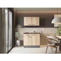 MINIKÜCHE Oliver, Grau Artisan B: 100 cm - Eiche Artisan/Grau, Trend, Holzwerkstoff (100cm) - Respekta