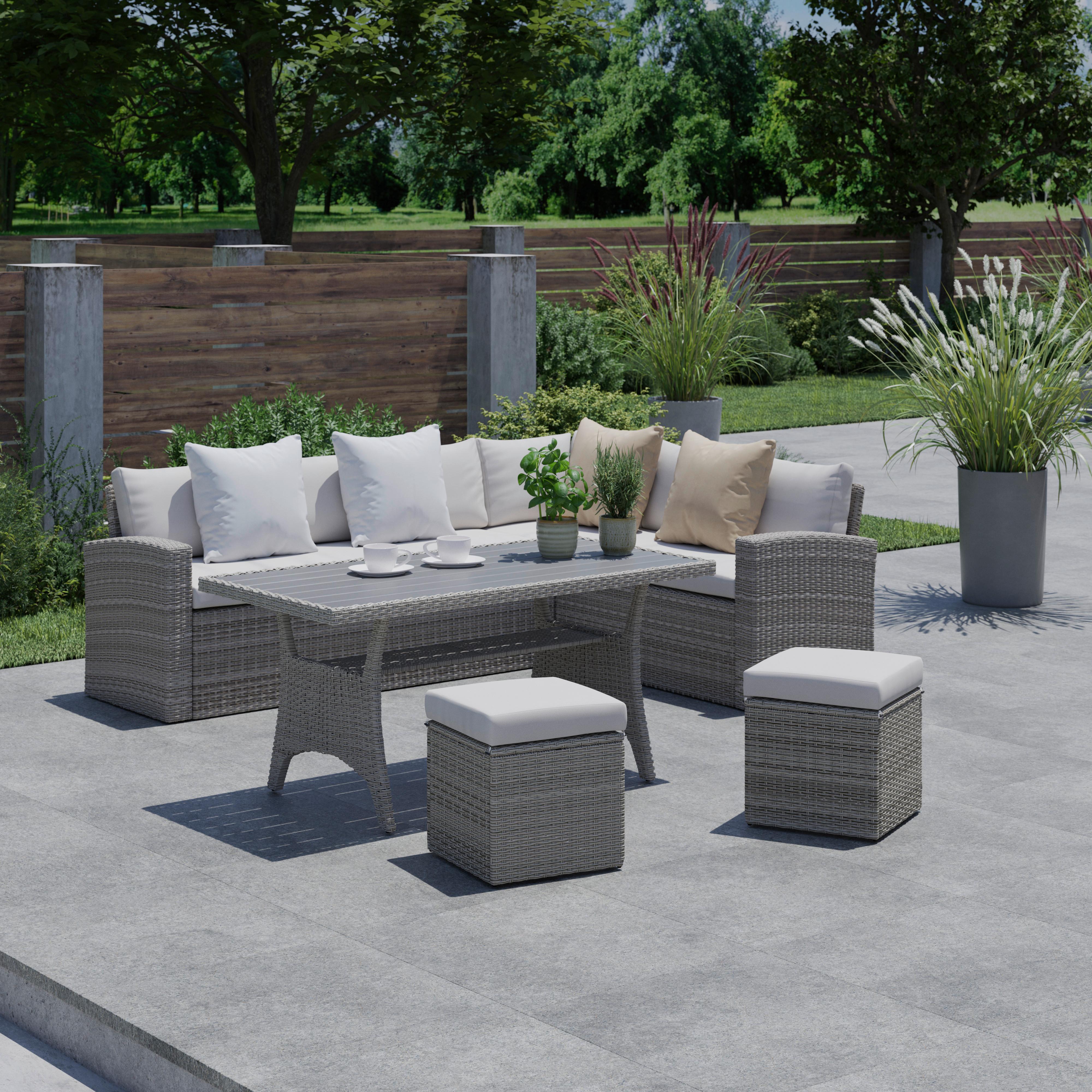 Ratanová záhradná zostava ALEX - sivá, Modern, textil/plast (179/73/68cm) - Mömax