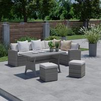 Ratanová zahradní sestava ALEX - šedá, Moderní, textil/plast (179/73/68cm) - Mömax